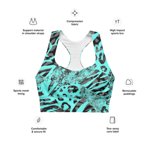 SHE REBEL - Night Leopard Print Longline Sports Bra